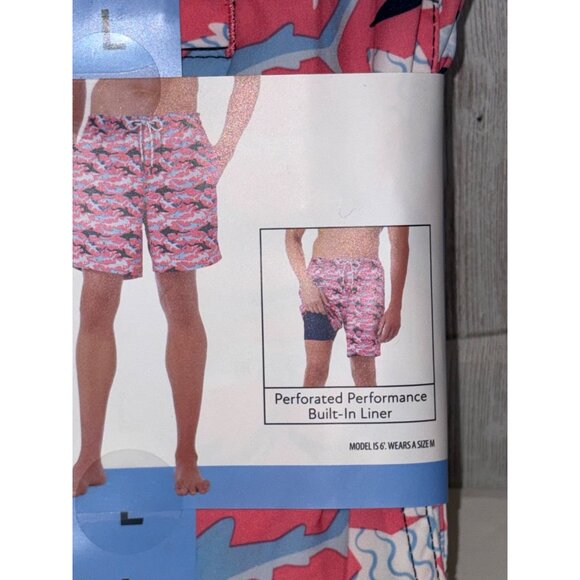 Members Mark Men's Resort Swim Trunks Coral Shark UPF 50+ Quick Dry 7" Inseam Lg - Picture 3 of 6